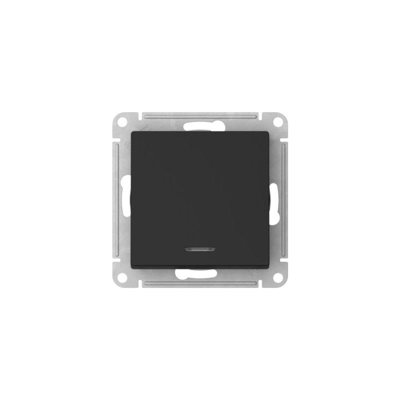 Переключатель 1-кл. AtlasDesign (сх. 6а) 10AX с подсветкой быстрозажим. клем. механизм карбон SE ATN001063S