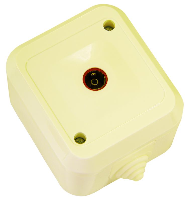 Розетка телевизионная проходная IP44 крем. Makel 18207