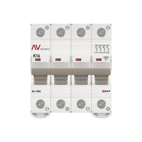 Выключатель автоматический модульный 4п K 16А 10кА AV-10 DC AVERES EKF mcb10-DC-4-16K-av