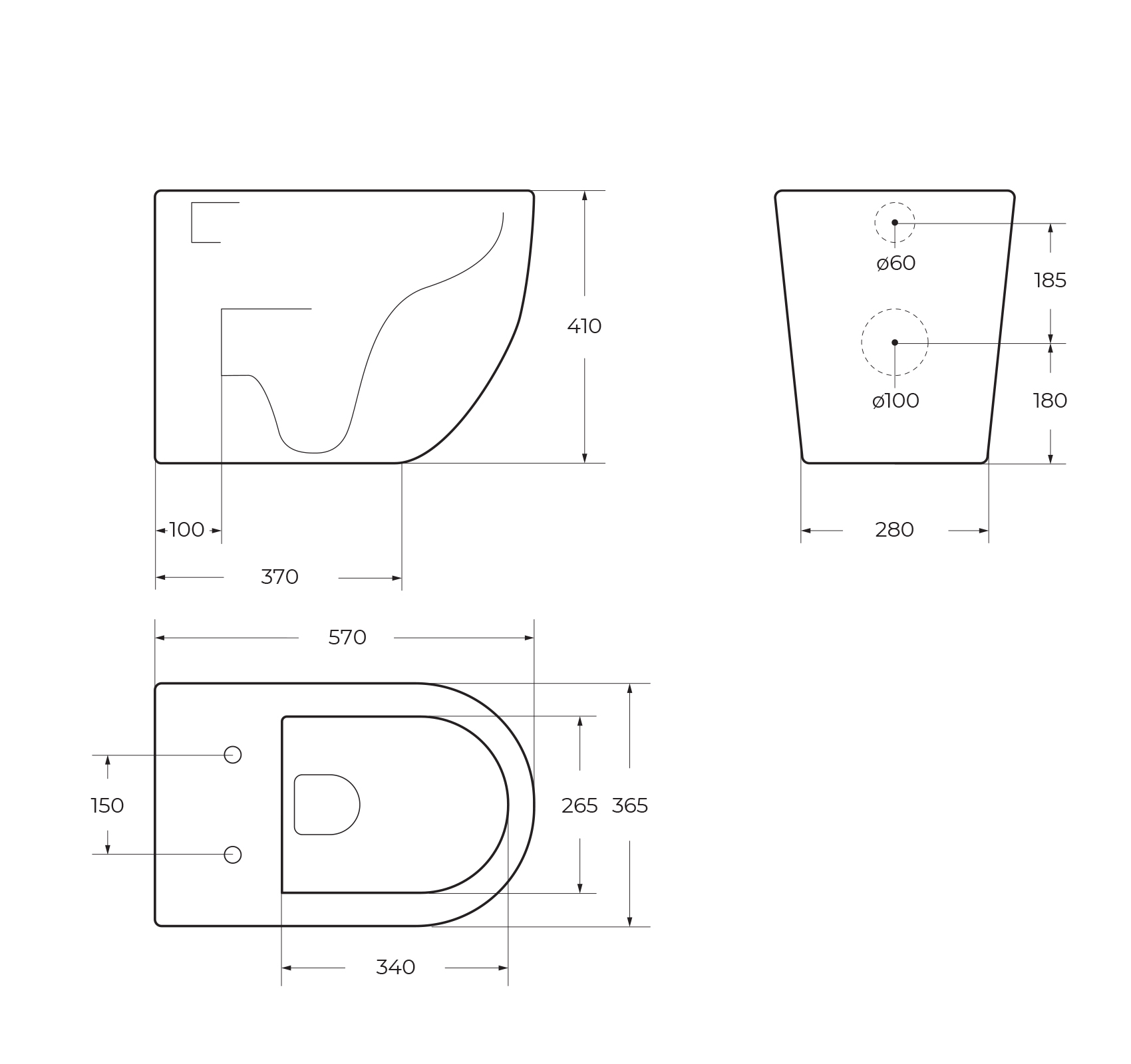 Чаша приставного унитаза BelBagno SFERA-R BB2141CBR