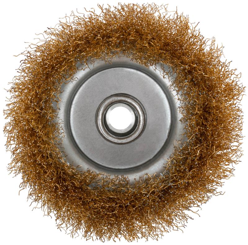 Корщетка чашечная гайка М14 стальная латунированная волнистая проволока 125мм КУРС 39039