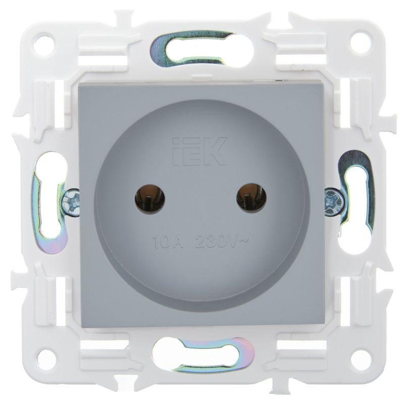 Розетка SKANDY 10А без заземл. без защ. шторок SK-R02Gr сер. IEK SK-R10-10-K03
