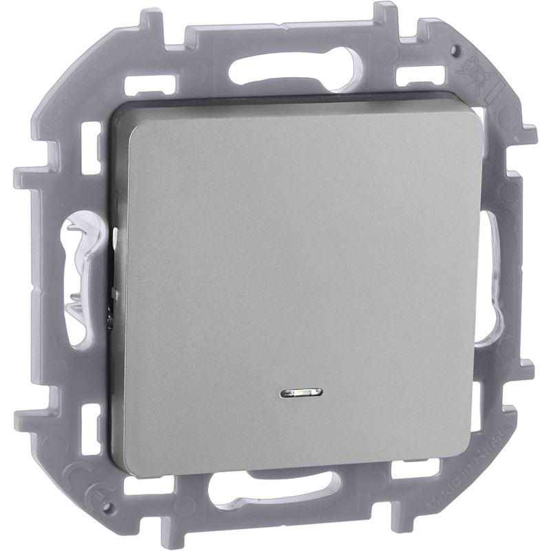 Выключатель 1-кл. Inspiria 10А IP20 250В 10AX с подсветкой/индикацией механизм алюм. IEK 673612