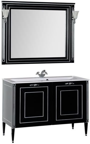 Комплект мебели Aquanet Паола 120 черный/серебро (литьевой мрамор)
