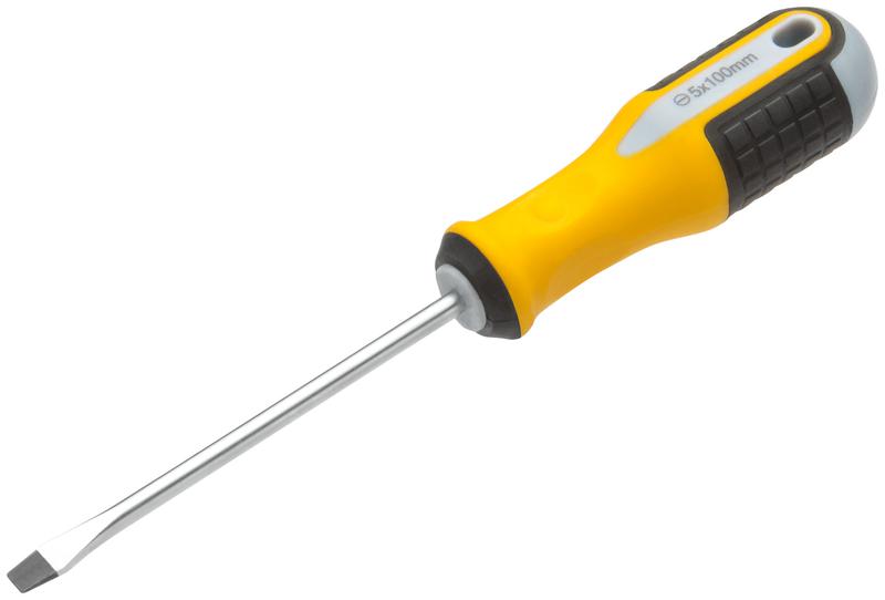 Отвертка "Старт" CrV сталь прорезиненная ручка 5х100мм SL FIT 55184