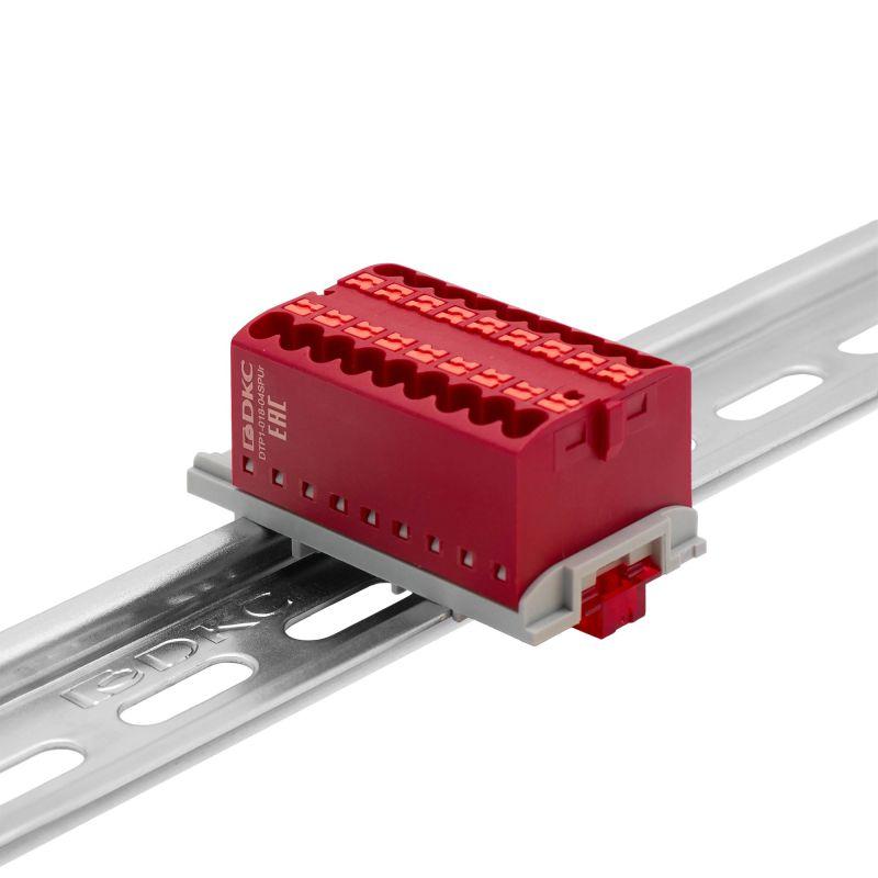 Блок распределительный зажим push-in 18 точек подключения 25кв.мм красн. DKC DTP1-018-04SPUR