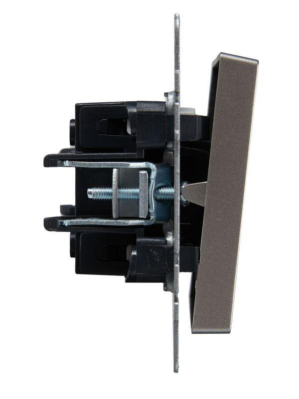 Выключатель проходной 1-кл. СП BRITE ВС10-1-7-БрС 10А с индик. механизм сталь IEK BR-V12-1-10-K46