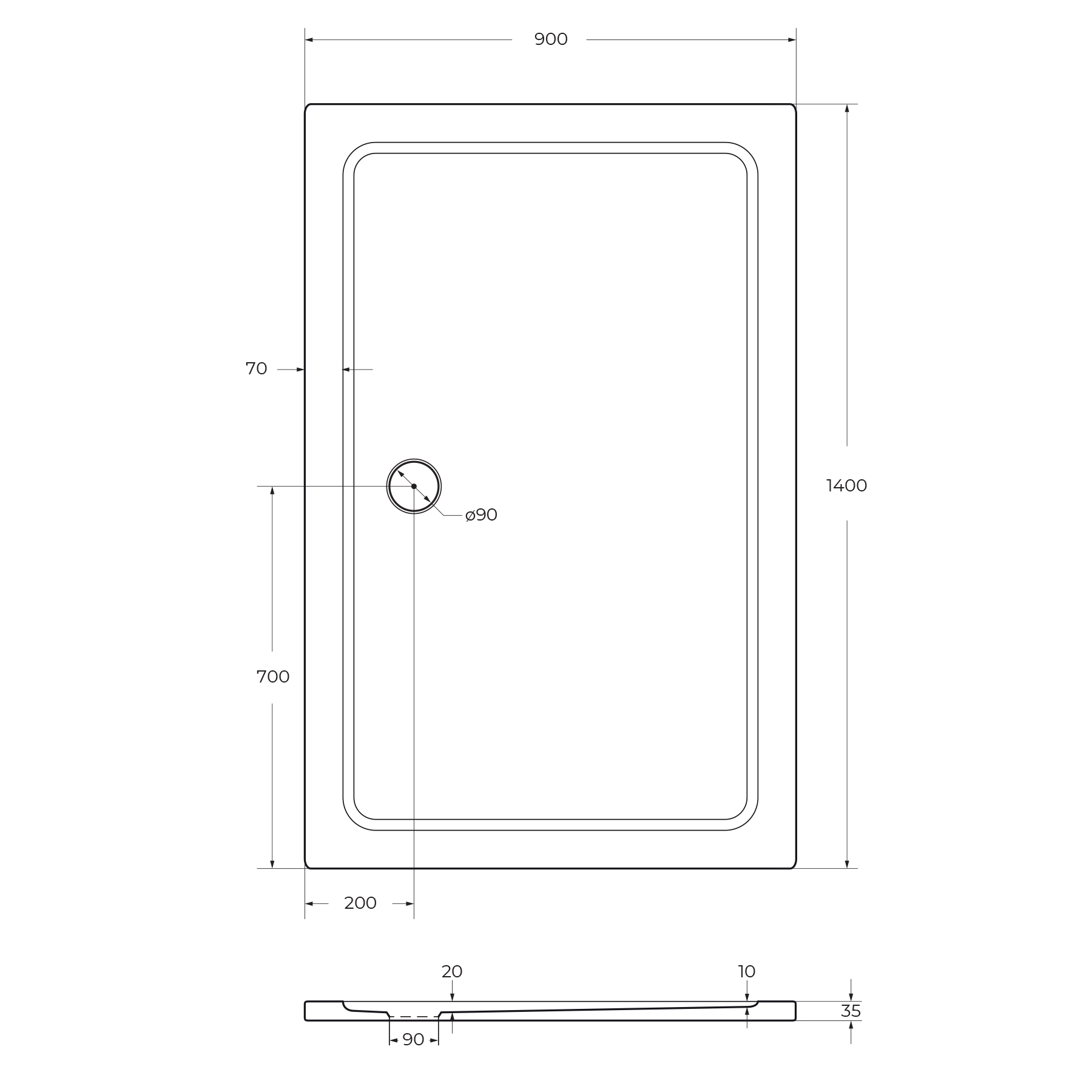 Поддон SMC CEZARES TRAY-M-AH-140/90-35-W