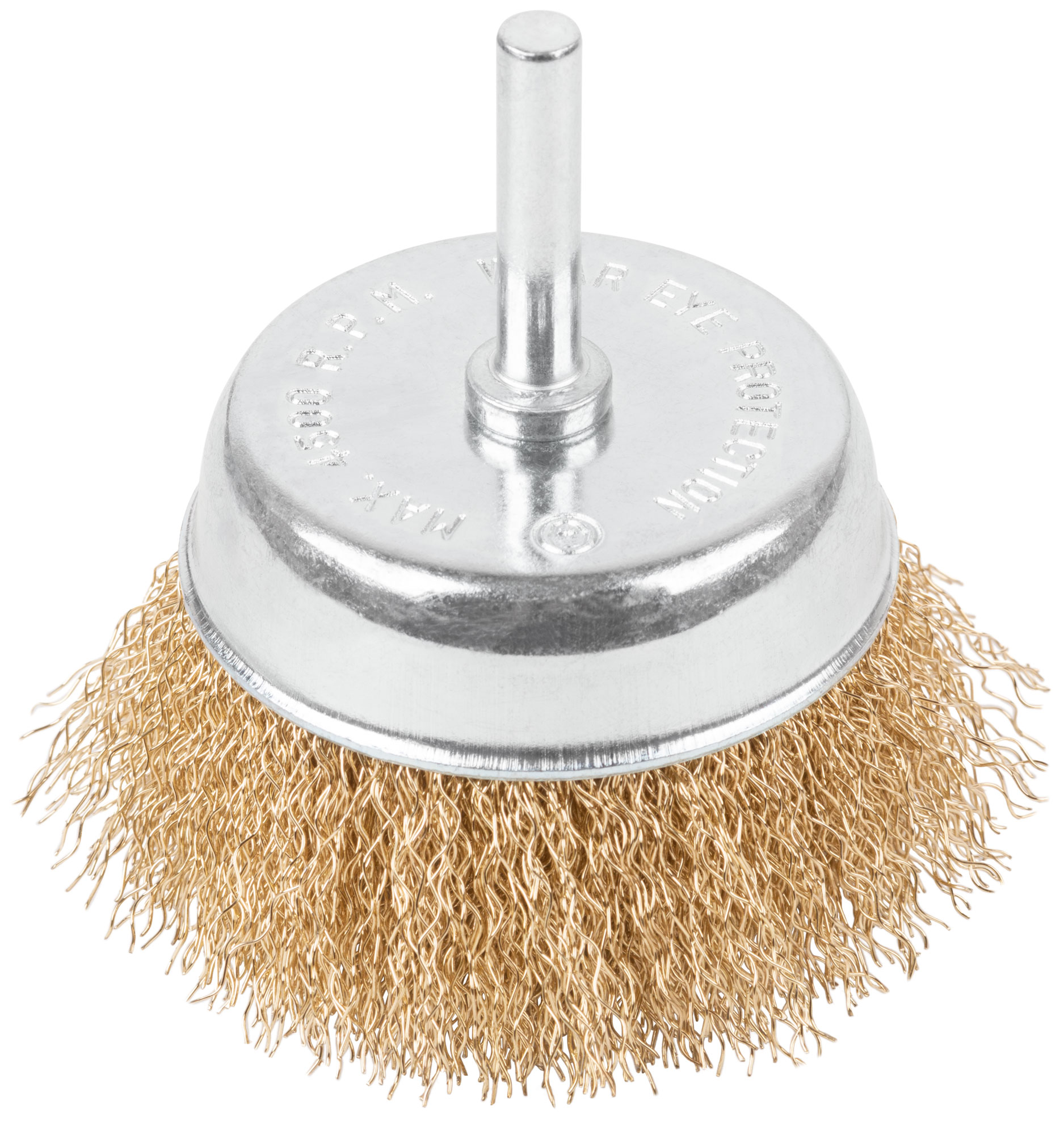 Щетка для дрели, тип "Чашка", латун. витая проволока 0,3 мм, 75 мм, блистер, CUTOP Profi