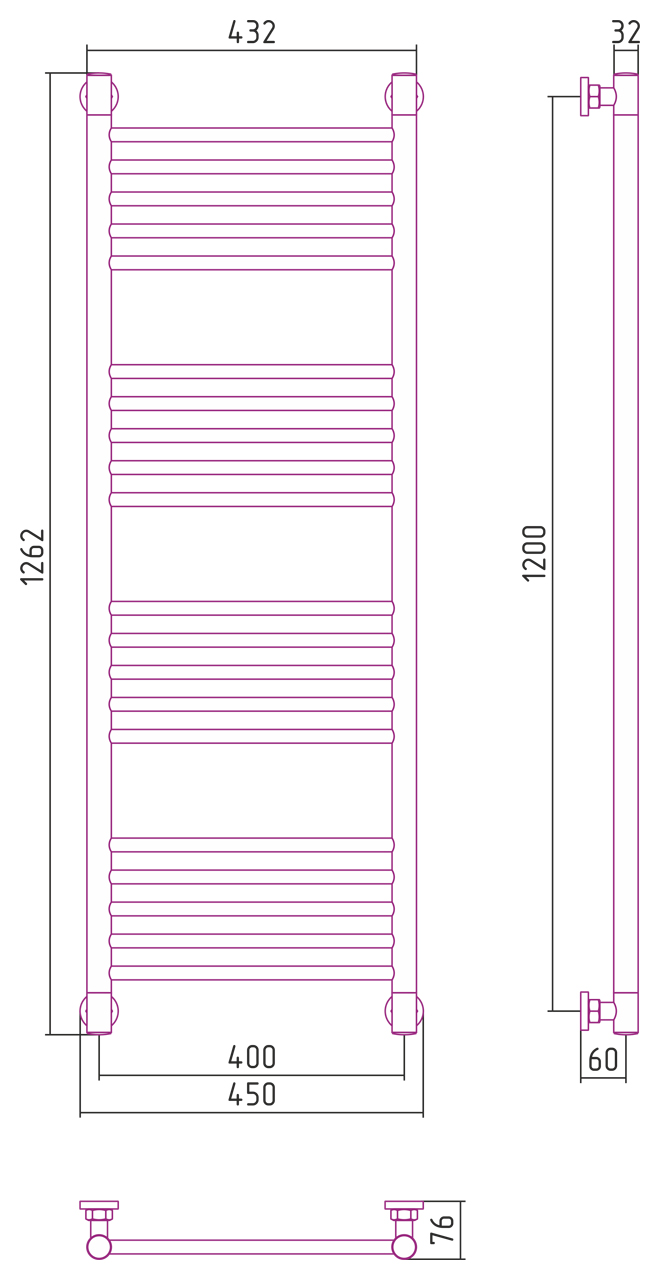 ДР "Богема+" прямая 1200х400 (Матовый белый) 30-0220-1240