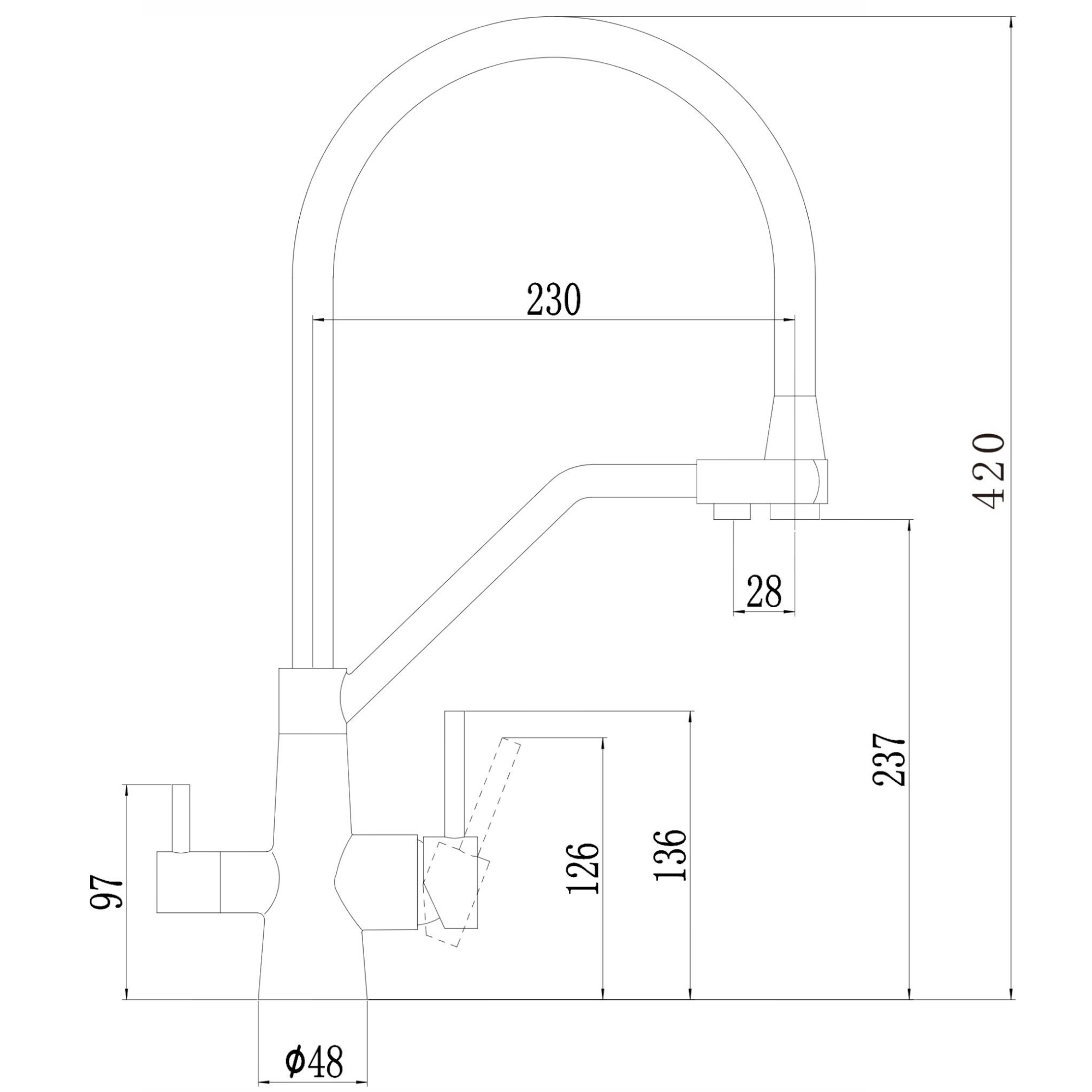 Смеситель для кухни с подключением к фильтру Fmark FS0662-L01, сатин