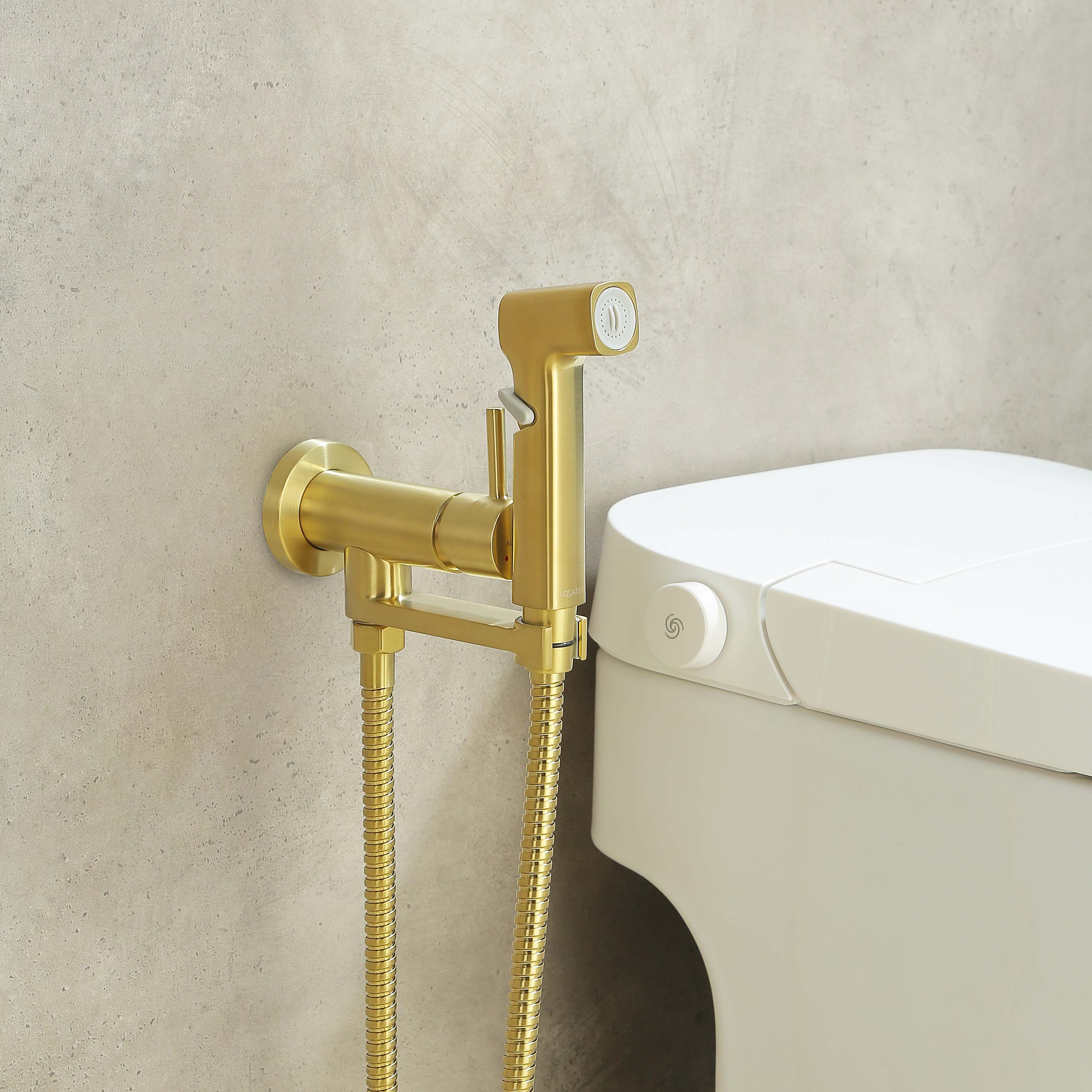 Комплект для гигиенического душа Aquatek НИКА встроенный (смеситель + гигиеническая лейка + шланг) AQ1819BG    золото шлифованное