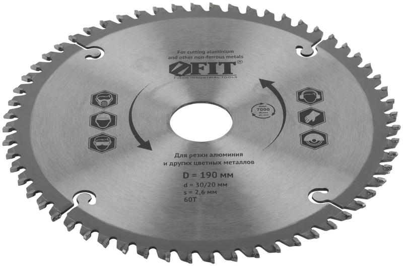 Диск пильный для циркулярных пил по алюм. 190х30/20х60T FIT 37788