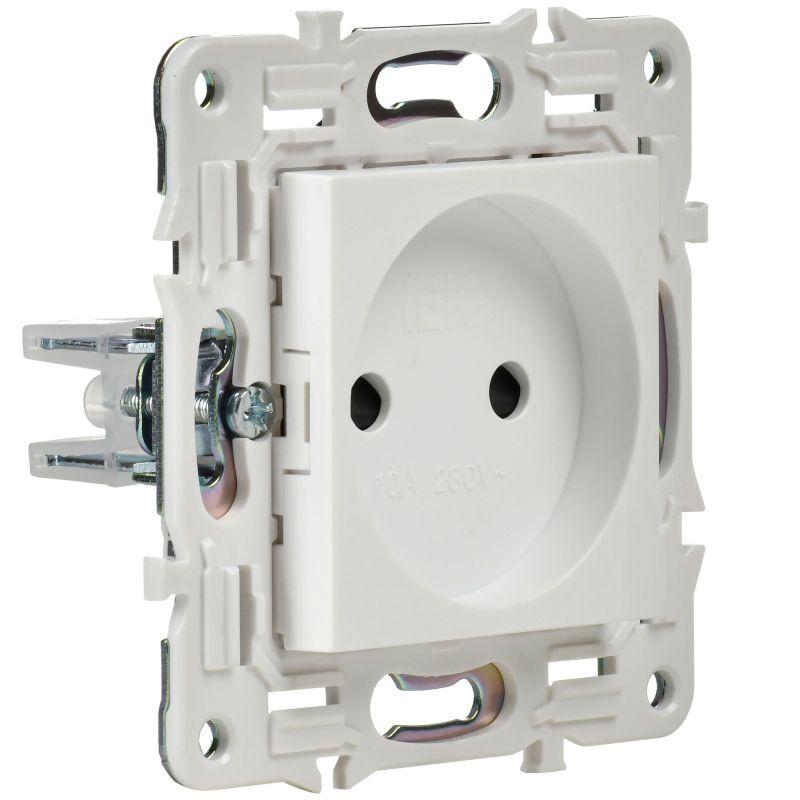 Розетка SKANDY 10А без заземл. защ. шторки SK-R01W арктич. бел. IEK SK-R13-10-K01