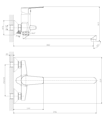 Смеситель для ванны Rossinka S (S35-33)