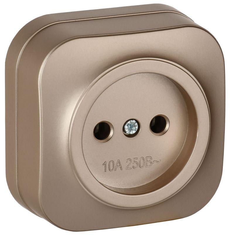 Розетка ОП GLORY РС20-2-ХШм 10А без заземл. без защ. шторок шампань матов. IEK ERH10-K37M-10