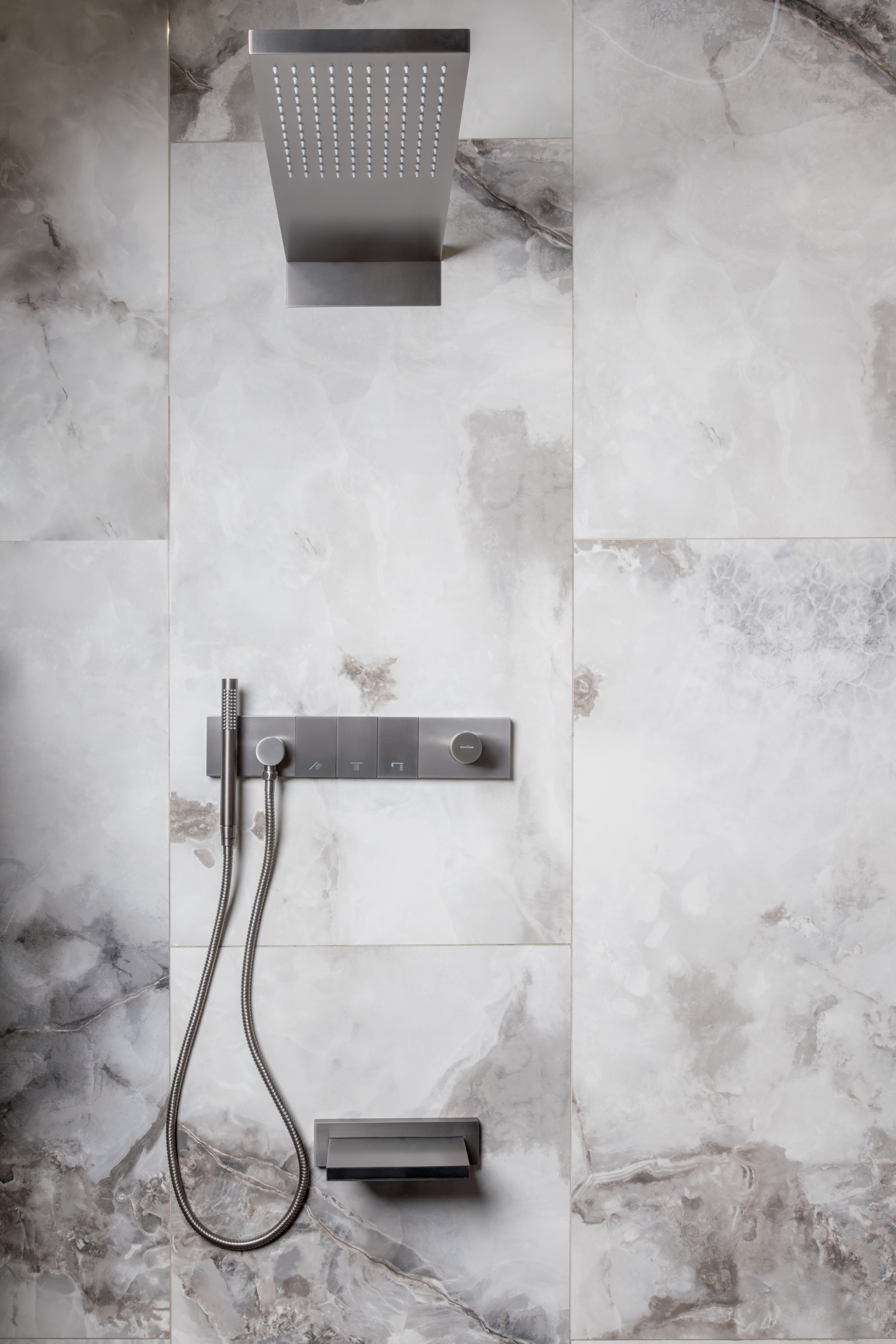 Встроенная душевая система  ZODIAC с термостатом, трехпозиционная NIKEL BRUSH