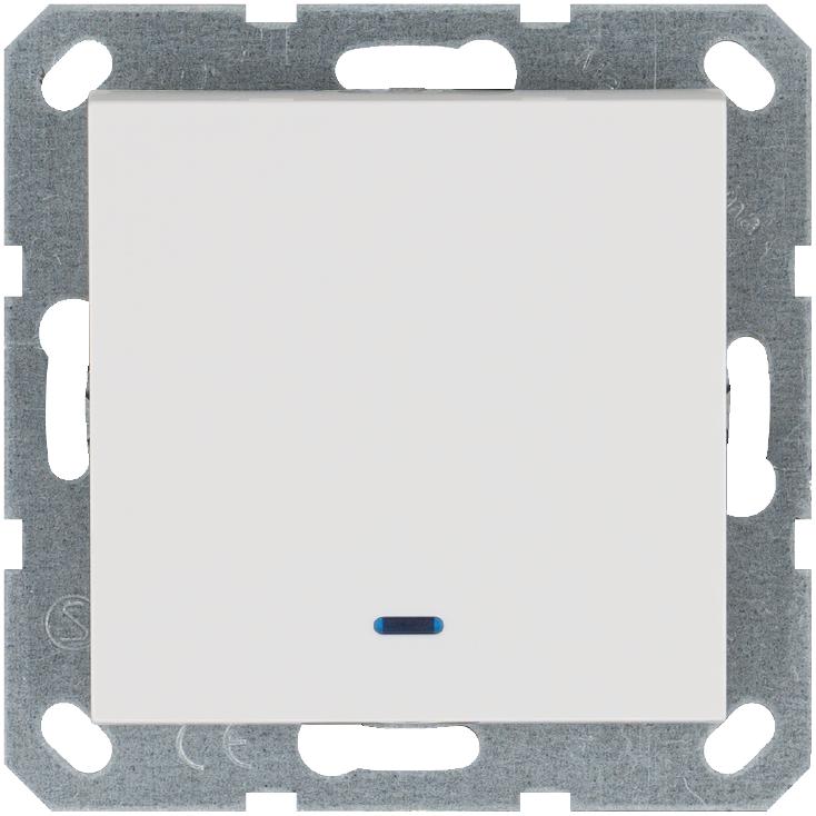 Переключатель проходной 1-кл. 10А IP20 с подсветкой механизм бел. глянцевый Jasmart G3012NW