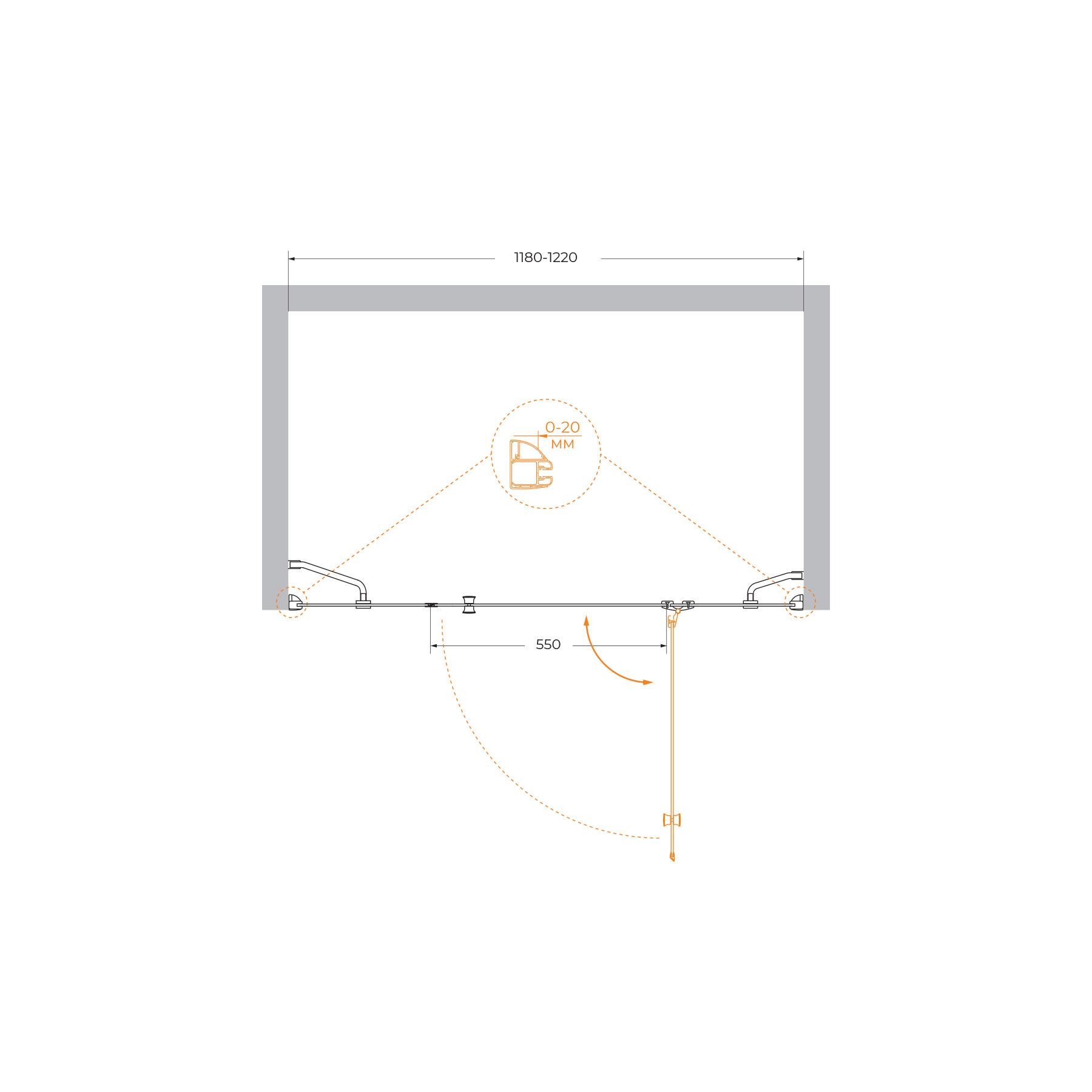 Душевая дверь CEZARES VERONA-W-B-13-30+60/30-C-Cr