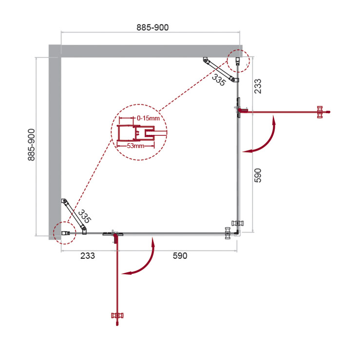 Душевой уголок BelBagno KRAFT-A-22-90-C-Cr