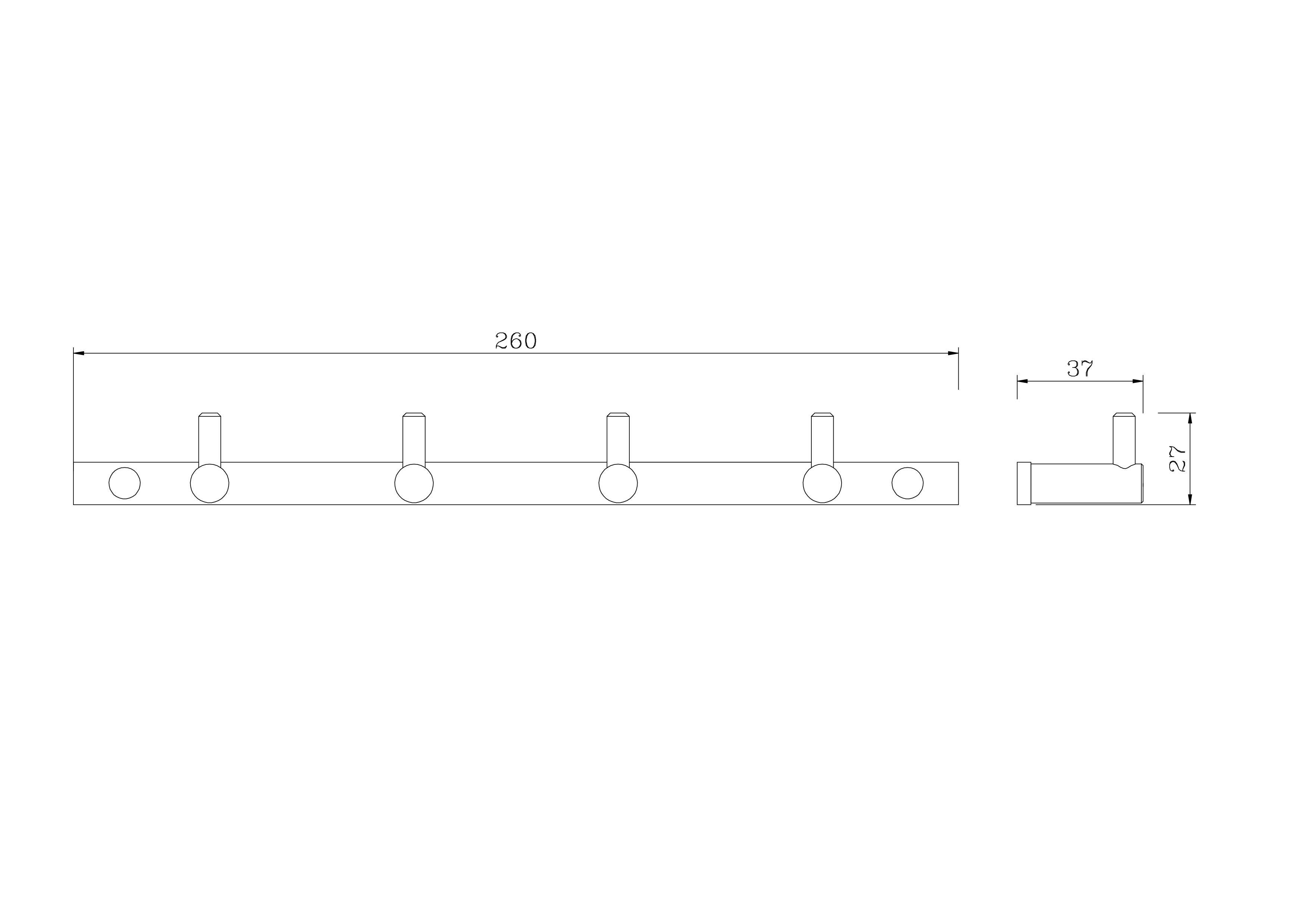 Планка настенная узкая 4 крючка RUSH Bianki (BI76242)