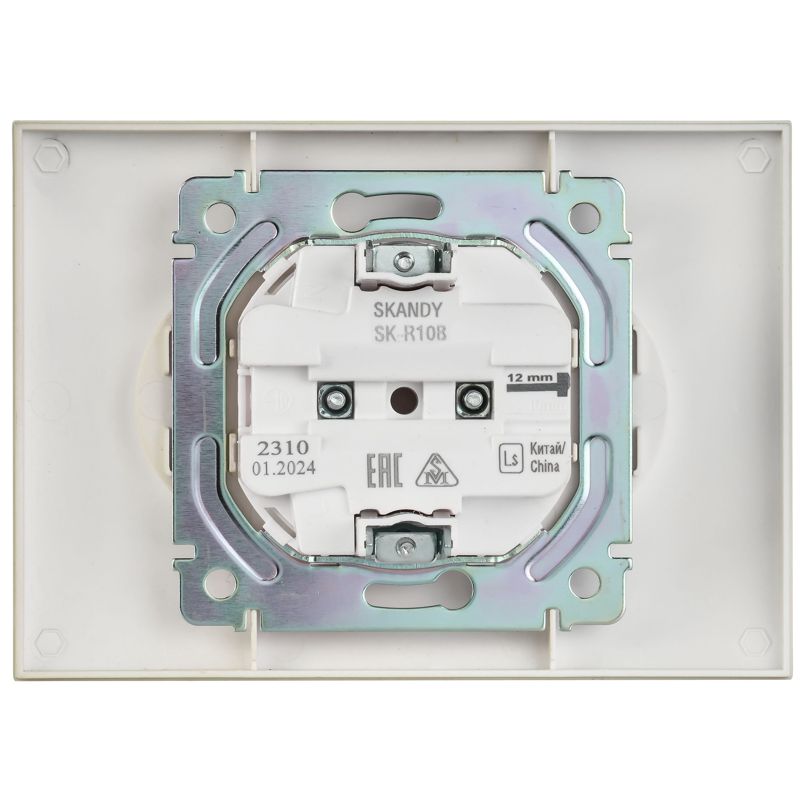 Розетка 2-м SKANDY 10А без заземл. без защ. шторок в сборе SK-R10B беж. IEK SK-R20-10-K10-F
