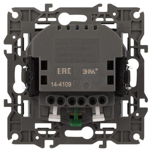Розетка Elegance 14-4109-16 16A 250В 2P+E защ. штор. с 2xUSB 3А 5В титан Эра Б0065775