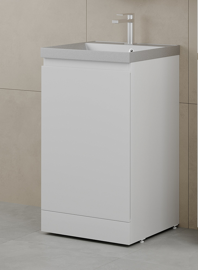 Тумба напольная "БАТЛЕР" (1 ящ.) под ASTI 500 Люкс антискрейтч белый глянец PLUS