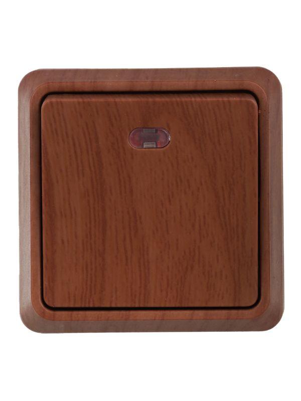 Выключатель 1-кл. ОП Октава 10А IP20 ВС20-1-1-ОД с индикацией дуб GENERICA EVO11-K04-10-DC