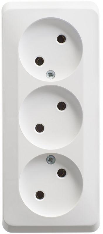 Розетка 3-м ОП Этюд 16А IP20 250В без заземл. без защ. шторок бел. SE PA16-009B