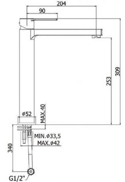 Смеситель для раковины высокий Paffoni RINGO RIN081CR высокий Хром