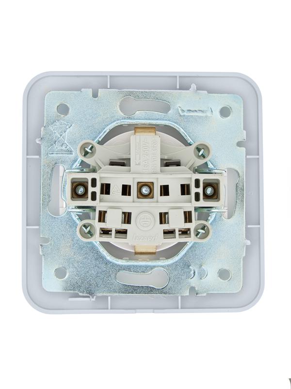 Розетка 1-м СП ASTI 16А IP20 с заземл. защ. шторки термопласт в сборе жемчуж./бел. перламутр. LEZARD 7081-3030-124B