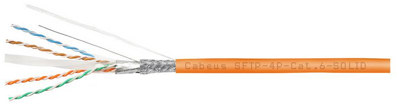 Кабель витая пара SF/UTP кат.6 4х2х23AWG solid LSZH нг(А)-HF SFTP-4P-Cat.6-SOLID-LSZH оранж. (уп.305м) Cabeus 7470c