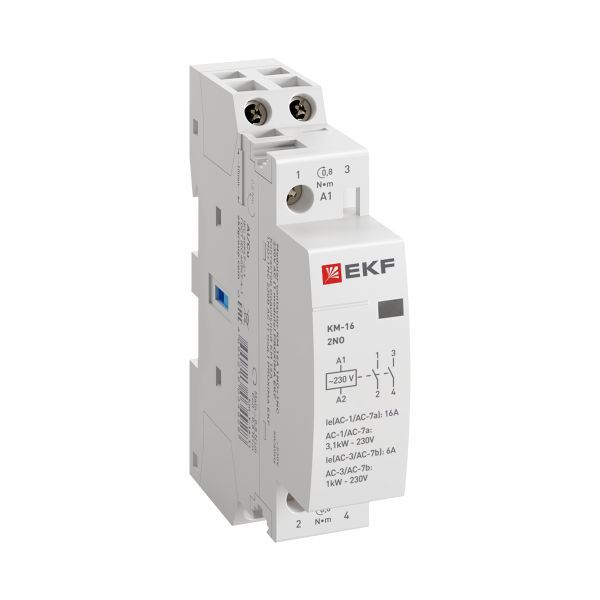 Контактор модульный КМ 16А 2NО (1 мод.) EKF km-1-16-20
