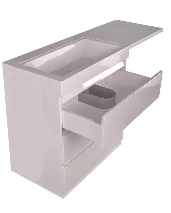 Тумба напольная "Даллас 150", 3 ящика, Люкс белая, PLUS