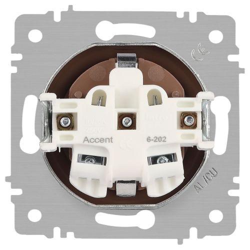 Розетка 1-м СП Accent 6-202-08 16А IP20 250В 2P+E Schuko бронза Intro Б0063699
