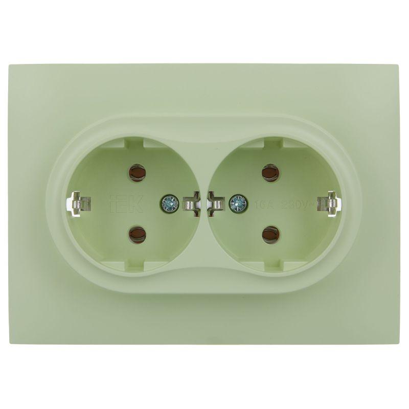 Розетка 2-м SKANDY 16А с заземл. без защ. шторок в сборе SK-R08G мятный IEK SK-R21-16-K06-F