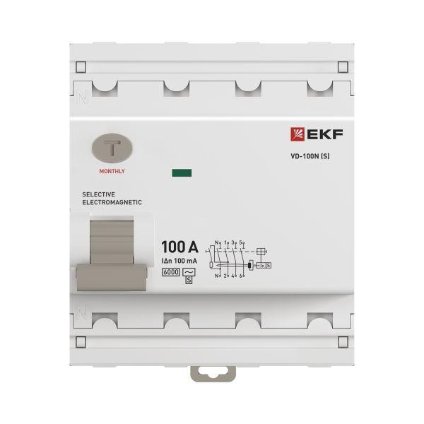 Выключатель дифференциального тока 4п 100А 100мА тип AC 6кА ВД-100N (S) электромех. PROxima EKF E1046MS100100