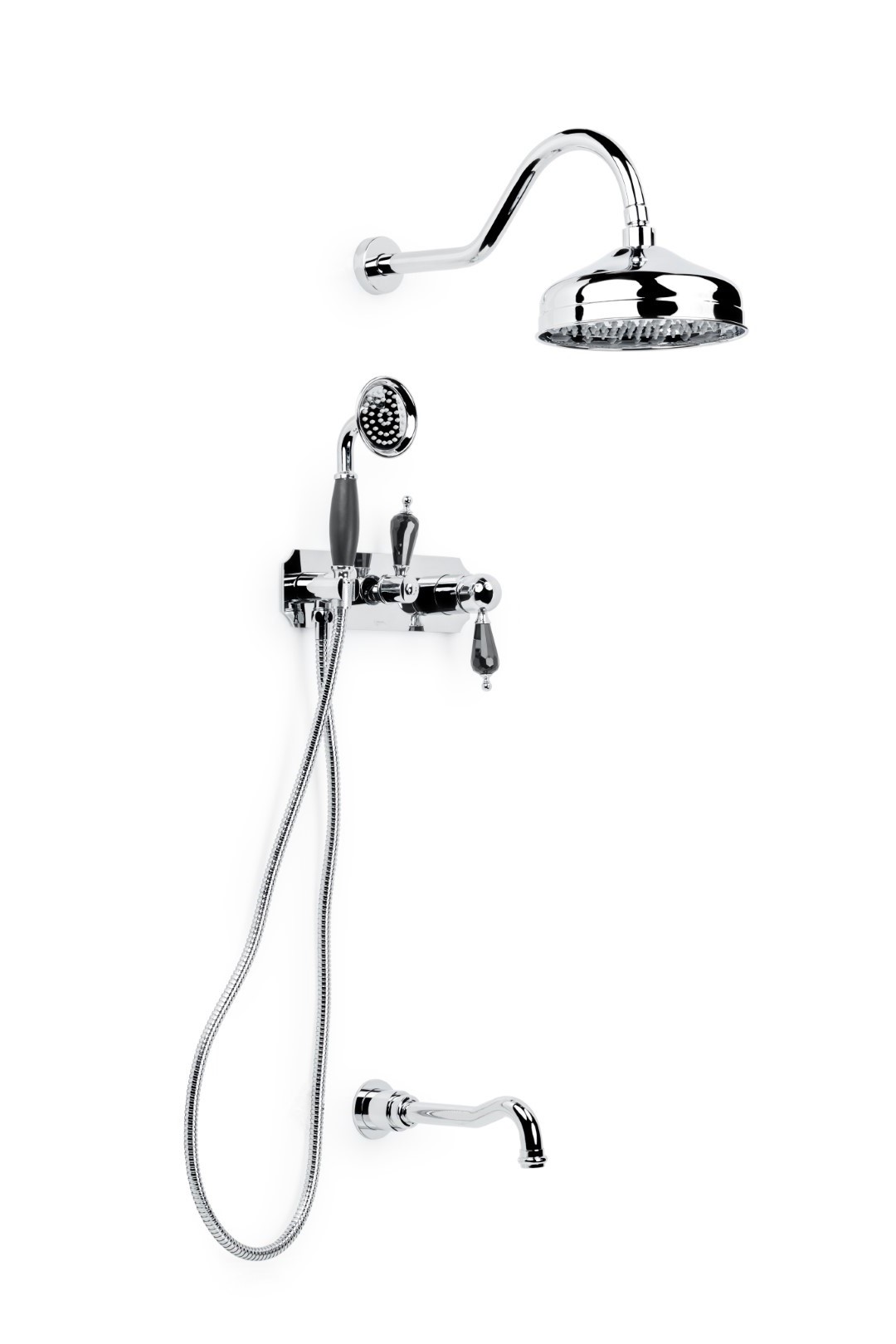 Смеситель для ванны, встроенный Tradizionale Nero c черным SW