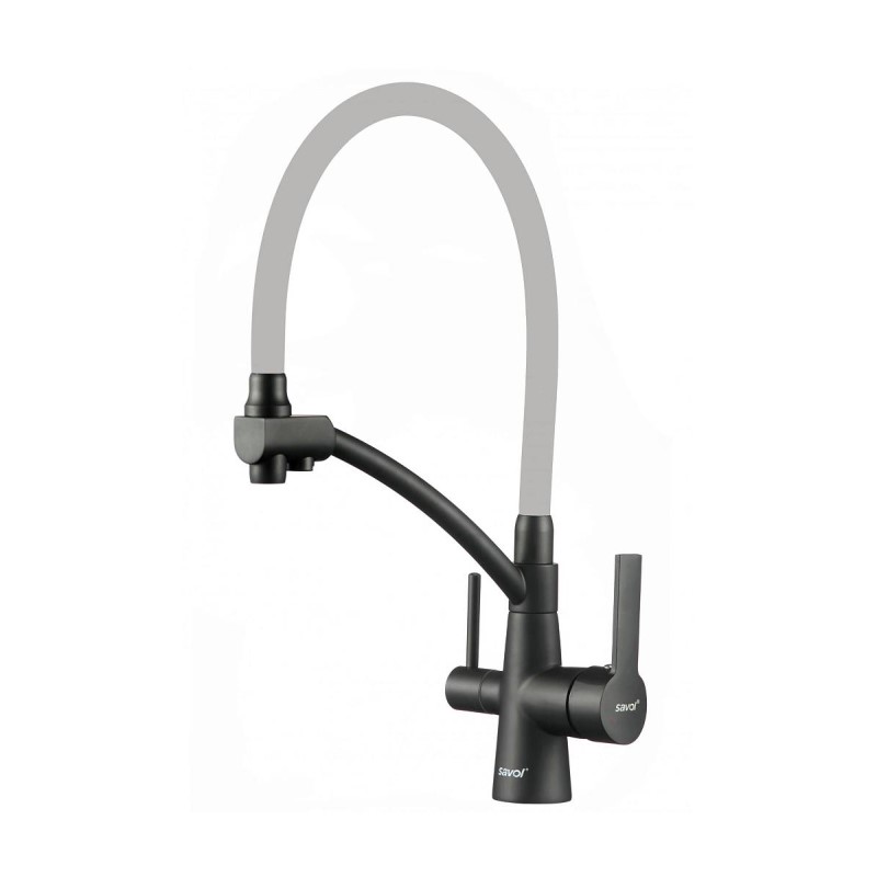 Смеситель для кухни с подключением к фильтру Savol S-L1805H-04, черный