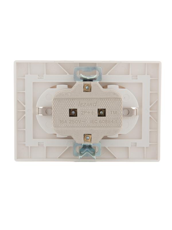 Розетка 2-м СП Mira 16А IP20 с заземл. со вставкой керамика жемчуж./бел. перламутр. LEZARD 701-3030-127