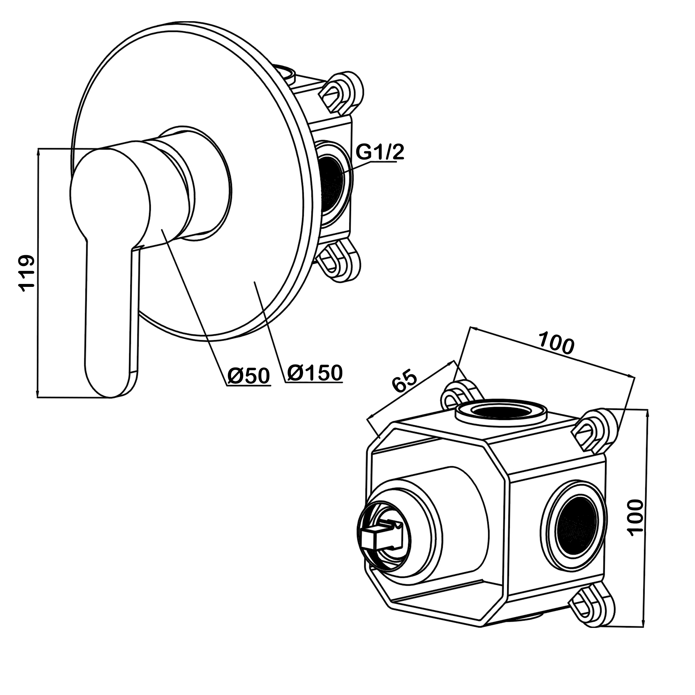 Гигиенический набор со встраиваемым смесителем Swedbe Platta 5524