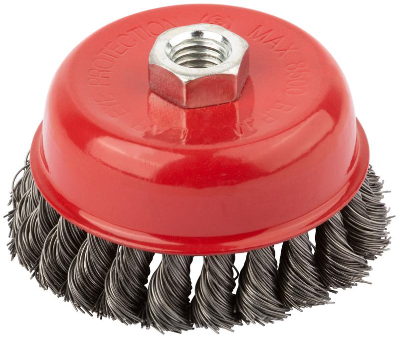 Корщетка чашечная гайка М14 стальная витая проволока 100мм КУРС 39043