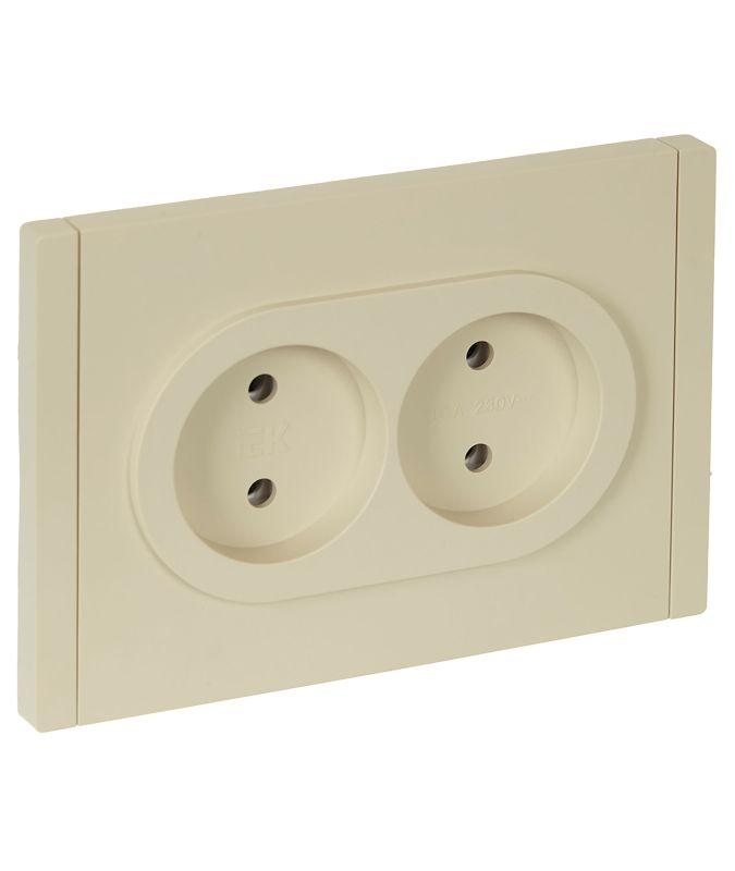 Розетка 2-м СП FORTE&PIANO FP426 10А без заземл. без защ. шторок безвинт. крепл. ваниль IEK FP-R20-10-1-K10