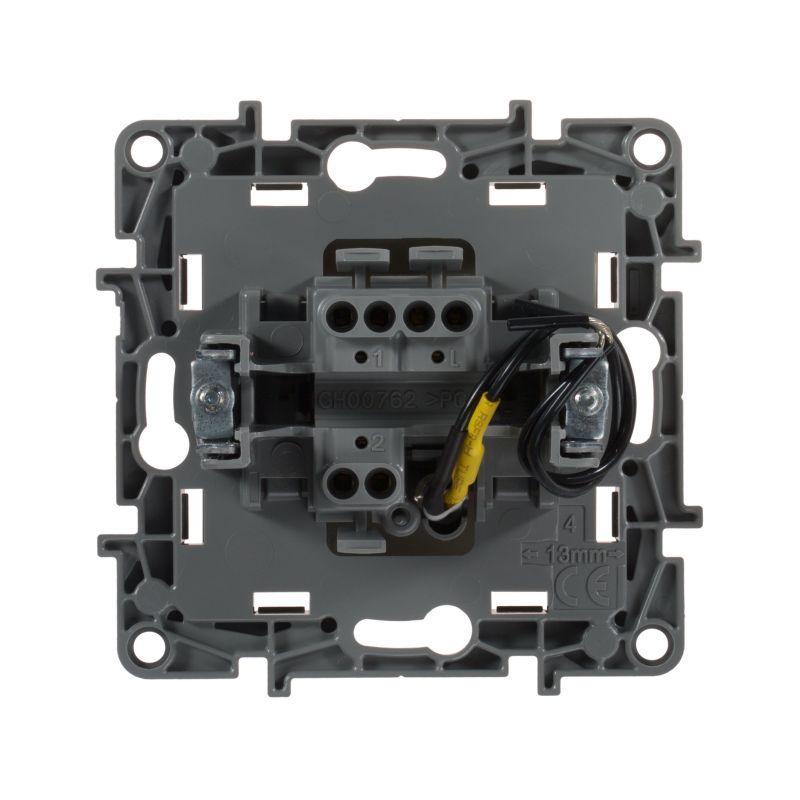 Переключатель 1-кл. СП Etika Plus 10А IP20 250В 10AX с подсветкой безвинтов. зажимы механизм сл. кость IEK 672315