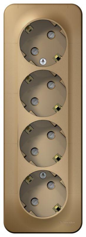 Розетка 4-м ОП Blanca 16А IP20 250В с заземл. защ. шторки с изолир. пластиной титан SE BLNRA011414