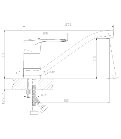 Смеситель для кухонной мойки Rossinka T (T40-21)