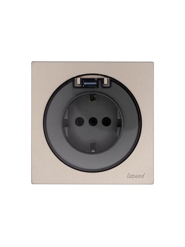 Розетка 1-м СП OSEN IP44 с заземл. с крышкой ПБТ механизм титан LEZARD 743-3788-123BIPCH