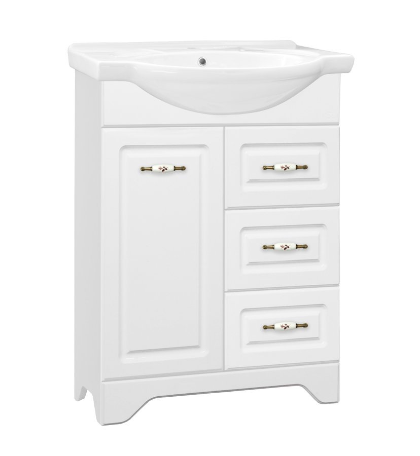 Тумба "Олеандр-2 65" (3 ящ.) под умывальник Байкал 65, Люкс белая