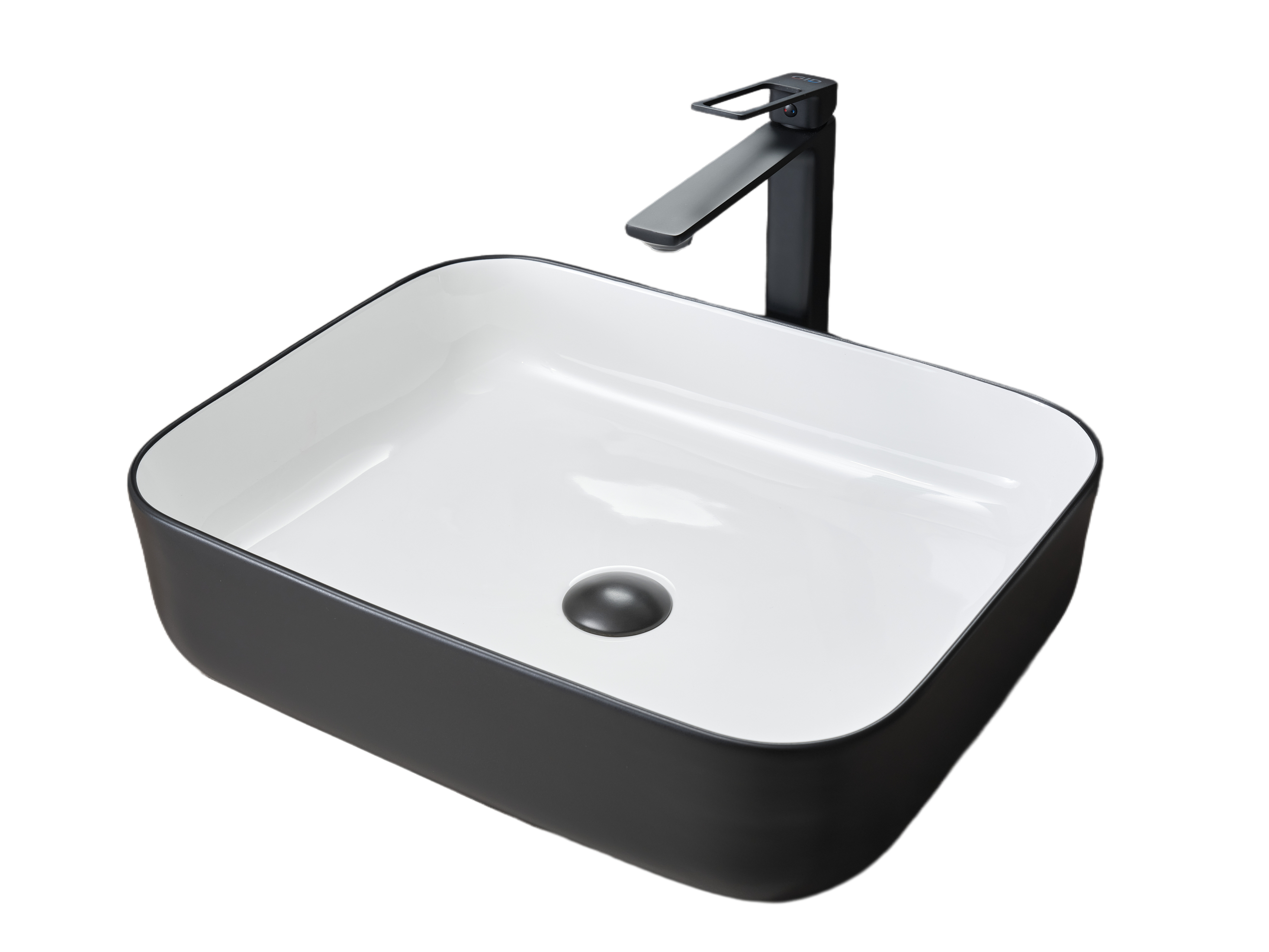 Раковина Gid Nc366 52205 накладная белая / черная 50x39x13